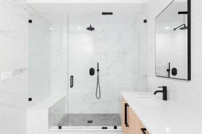 Minimalist Shower with Black Framing